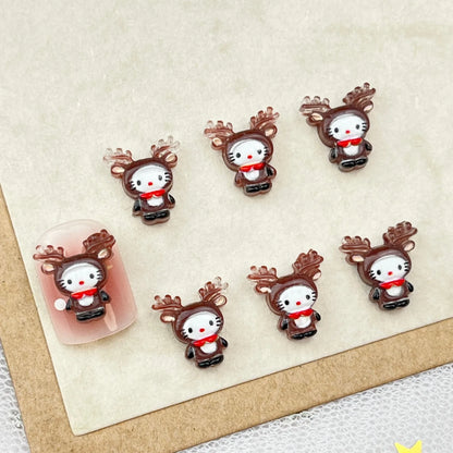 20pcs New Christmas Exquisite Shining Nail Art Cartoon Cute 3D Santa Claus Hello Kitty Elk Dress Up Nail Accessories Wholesale