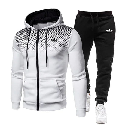 Men's Tracksuit Hoodie + Pants Zipper High Quality Casual Outdoor Jogging Sportswear Fashion Suit Designer Clothing New Men Sets