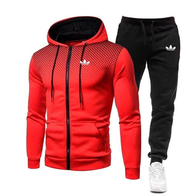 Men's Tracksuit Hoodie + Pants Zipper High Quality Casual Outdoor Jogging Sportswear Fashion Suit Designer Clothing New Men Sets