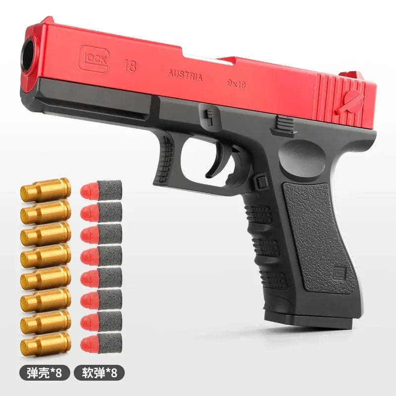 Toy Gun G17 Soft Bullet Shell Ejection Foam Darts Pistol Desert Eagle Airsoft Gun with Silencer Gift for Kid Adult