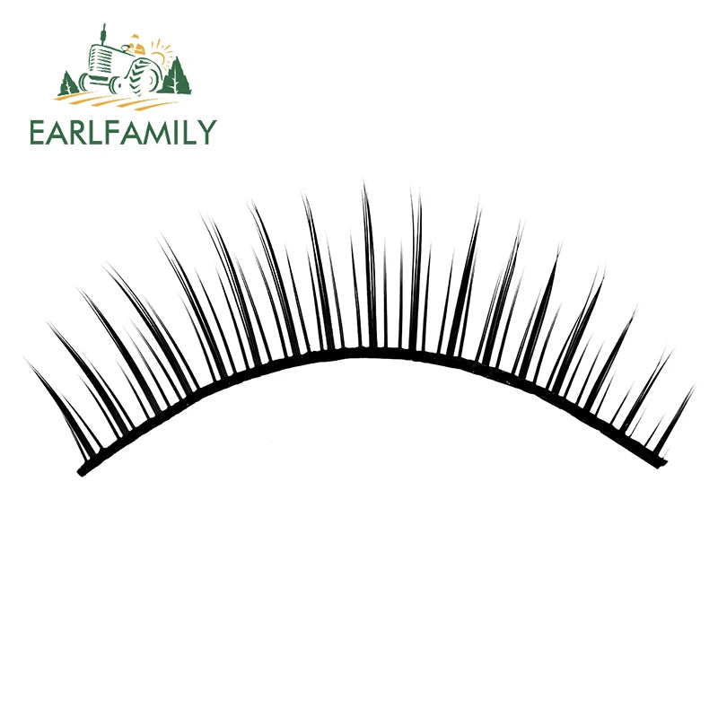 EARLFAMILY 13cm x 6cm Auto Car Sticker for Eyelashes Personality Decals Waterproof Fake Lash Car Light Assessoires for Beetles