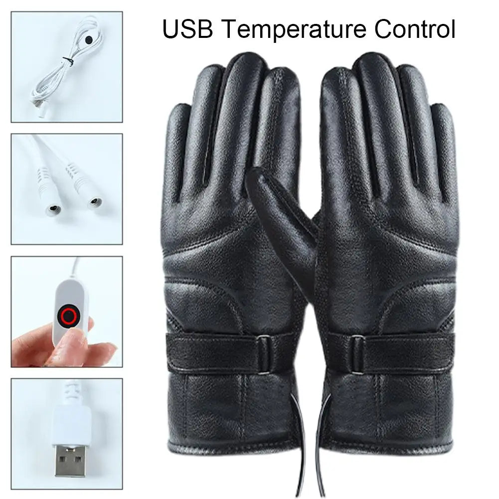 Motorcycle Bike Thermal Heating Gloves Winter Electric Battery Warmer Heated Gloves Gloves USB Touch Waterproof Hand Gloves N3A3