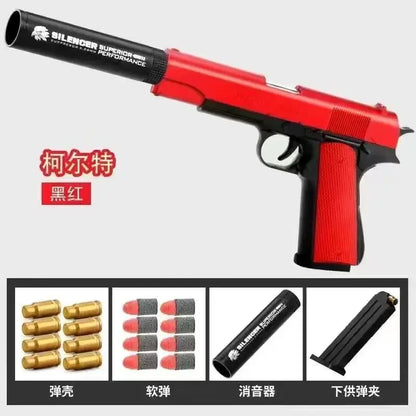 Toy Gun G17 Soft Bullet Shell Ejection Foam Darts Pistol Desert Eagle Airsoft Gun with Silencer Gift for Kid Adult