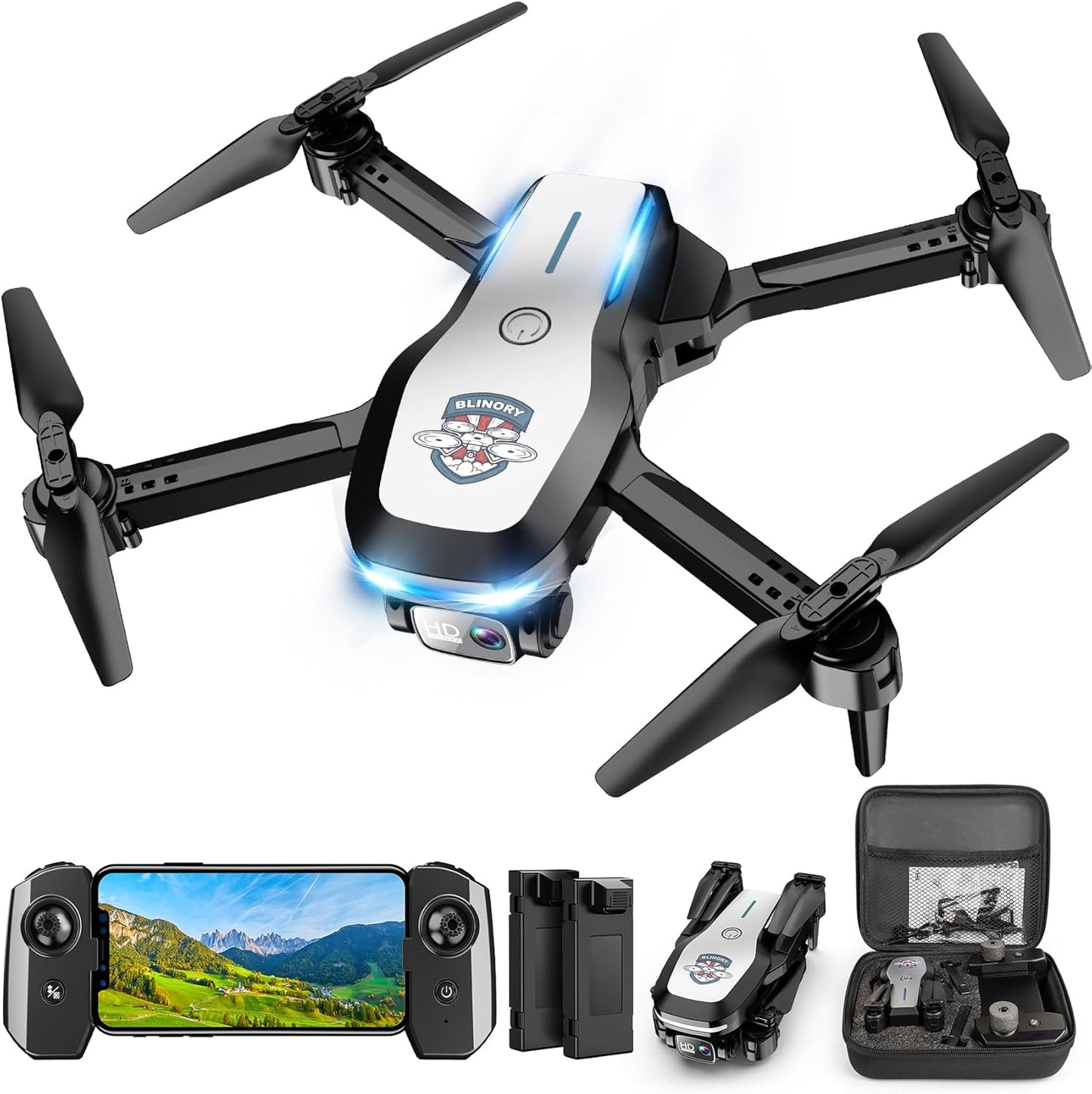 Drone with Camera 1080P FPV Foldable Drone for Beginners, Mini Drone with Altitude Hold, Optical Flow Positioning, One Key Take Off/Land, Trajectory Flight, 3D Flip, 3 Speeds, Gravity Control,Toys for Boys Girls