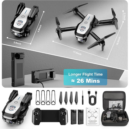 Drone with Camera 1080P FPV Foldable Drone for Beginners, Mini Drone with Altitude Hold, Optical Flow Positioning, One Key Take Off/Land, Trajectory Flight, 3D Flip, 3 Speeds, Gravity Control,Toys for Boys Girls