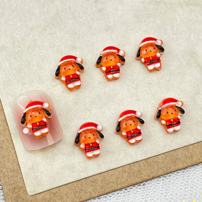 20pcs New Christmas Exquisite Shining Nail Art Cartoon Cute 3D Santa Claus Hello Kitty Elk Dress Up Nail Accessories Wholesale