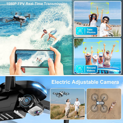 Drone with Camera 1080P FPV Foldable Drone for Beginners, Mini Drone with Altitude Hold, Optical Flow Positioning, One Key Take Off/Land, Trajectory Flight, 3D Flip, 3 Speeds, Gravity Control,Toys for Boys Girls