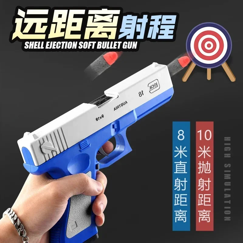 Toy Gun G17 Soft Bullet Shell Ejection Foam Darts Pistol Desert Eagle Airsoft Gun with Silencer Gift for Kid Adult