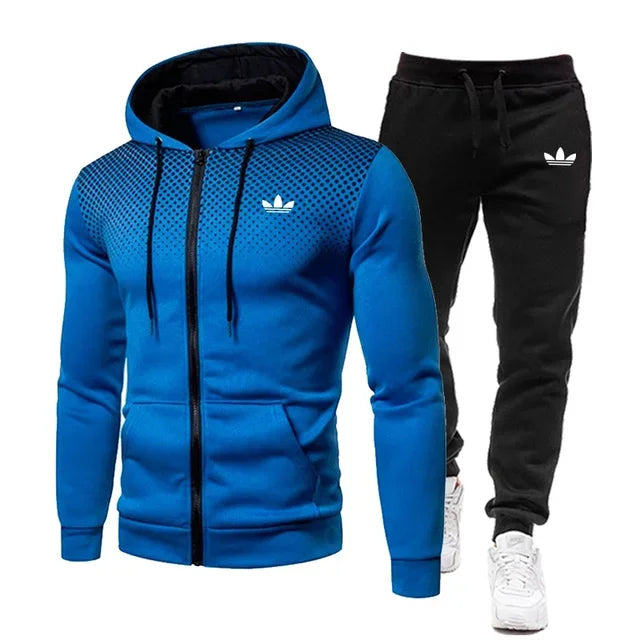 Men's Tracksuit Hoodie + Pants Zipper High Quality Casual Outdoor Jogging Sportswear Fashion Suit Designer Clothing New Men Sets