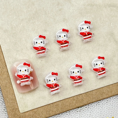 20pcs New Christmas Exquisite Shining Nail Art Cartoon Cute 3D Santa Claus Hello Kitty Elk Dress Up Nail Accessories Wholesale