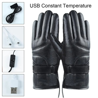 Motorcycle Bike Thermal Heating Gloves Winter Electric Battery Warmer Heated Gloves Gloves USB Touch Waterproof Hand Gloves N3A3