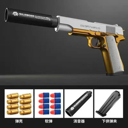 Toy Gun G17 Soft Bullet Shell Ejection Foam Darts Pistol Desert Eagle Airsoft Gun with Silencer Gift for Kid Adult